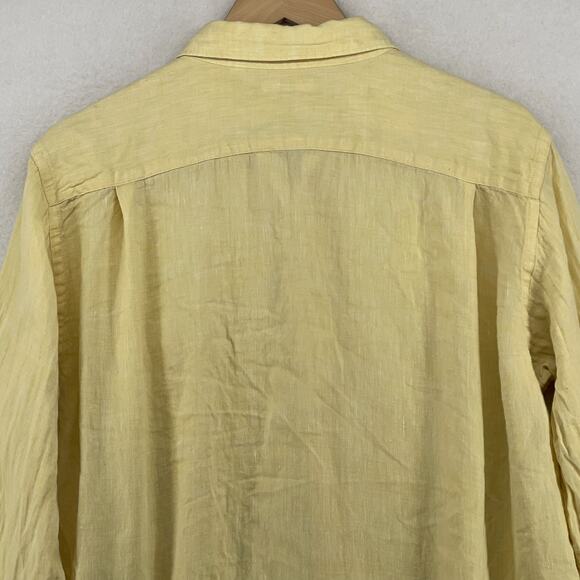 UNIQLO Shirt Mens L 100% Premium Linen Lightweight Button Up Long Sleeve Yellow - Picture 5 of 13